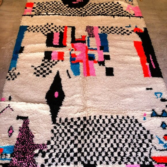 Contemporary Colorful Azilal Handmade Rug - Wool Moroccan Carpet- Free delivery - Picture 5 of 5